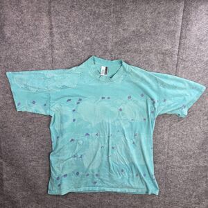 Vintage Sun‎ Abstract Fruit AOP Shirt Mens Large Green Strawberry Distressed